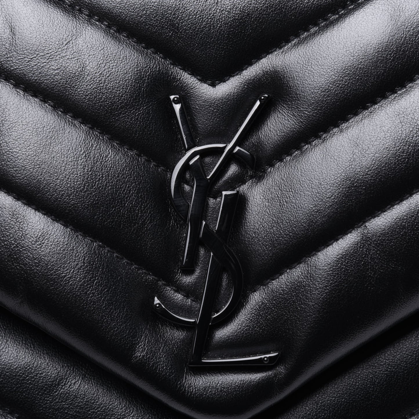 Calfskin Y Quilted Monogram Medium Loulou Chain Satchel Black