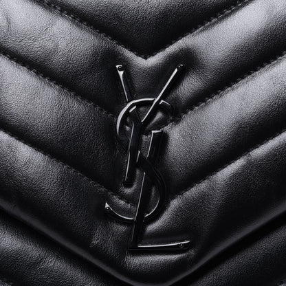 Saint Laurent Calfskin Y Quilted Monogram Medium Loulou Chain Satchel Black 13 of 14