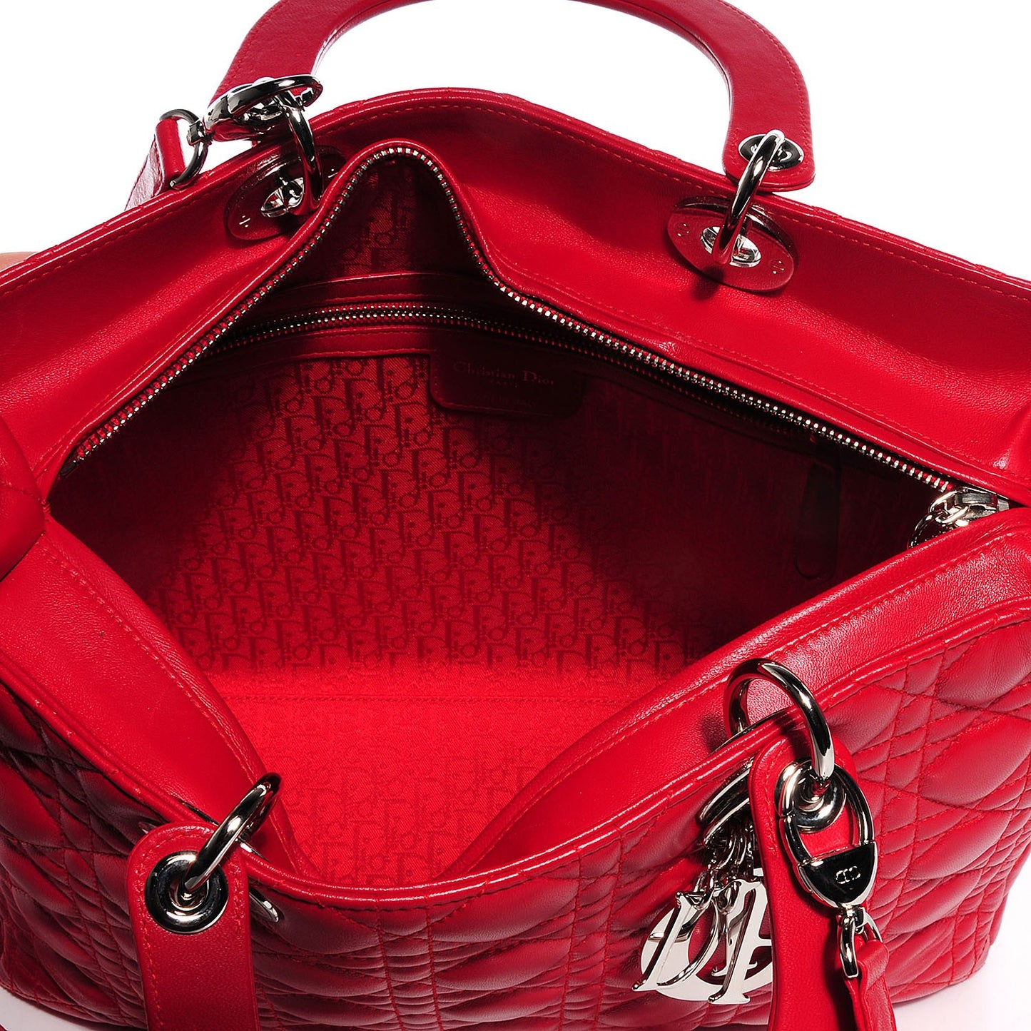 Lambskin Cannage Large Lady Dior Red
