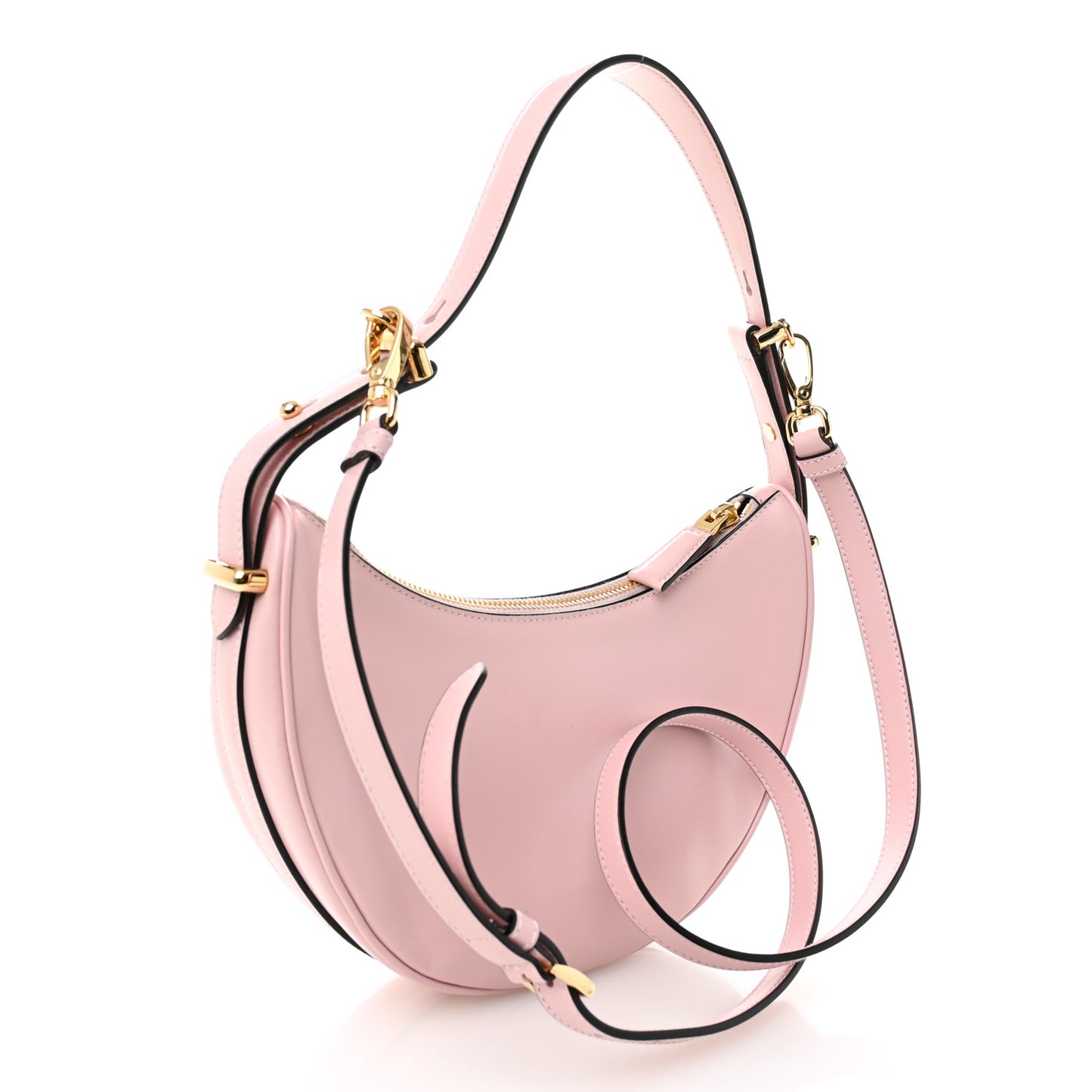 Soft Calfskin Arque Shoulder Bag Alabastro