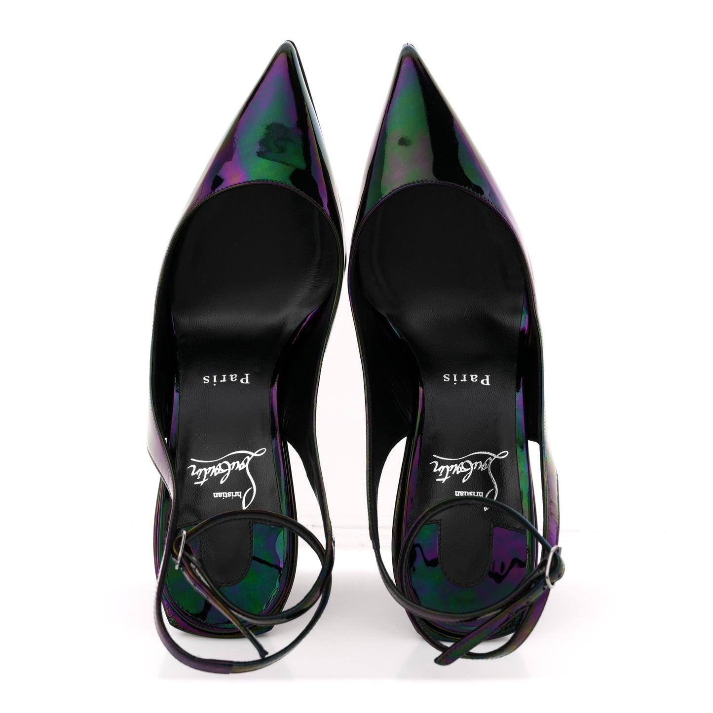 Patent Iridescent Sling Condorage 85 Wedge Pumps 37 Black