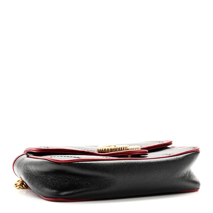 Gucci Vintage Effect Calfskin Matelasse Diagonal Super Mini Torchon GG Marmont Shoulder Bag Black Romantic Cherry 4 of 10