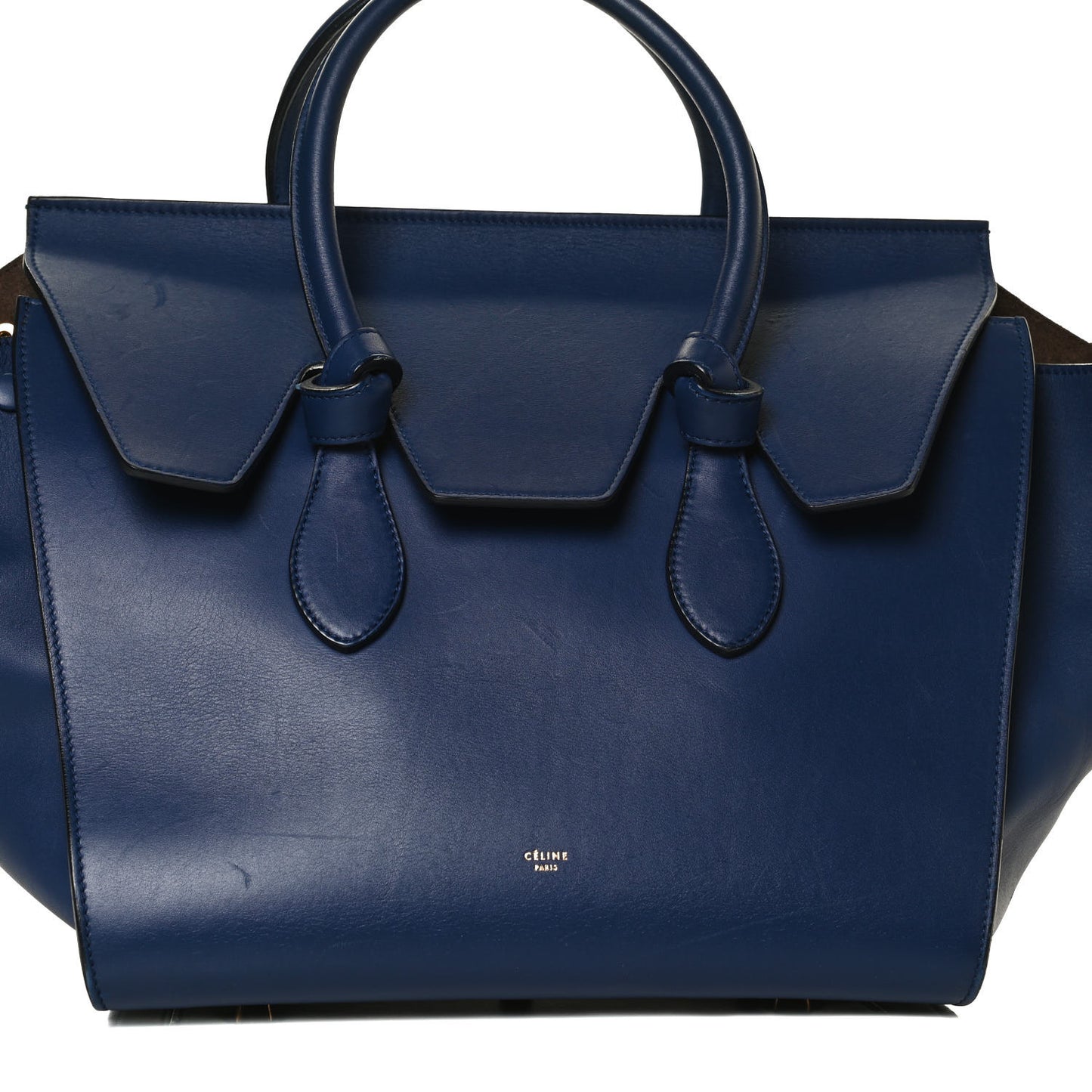 Smooth Calfskin Small Tie Knot Tote Dark Indigo