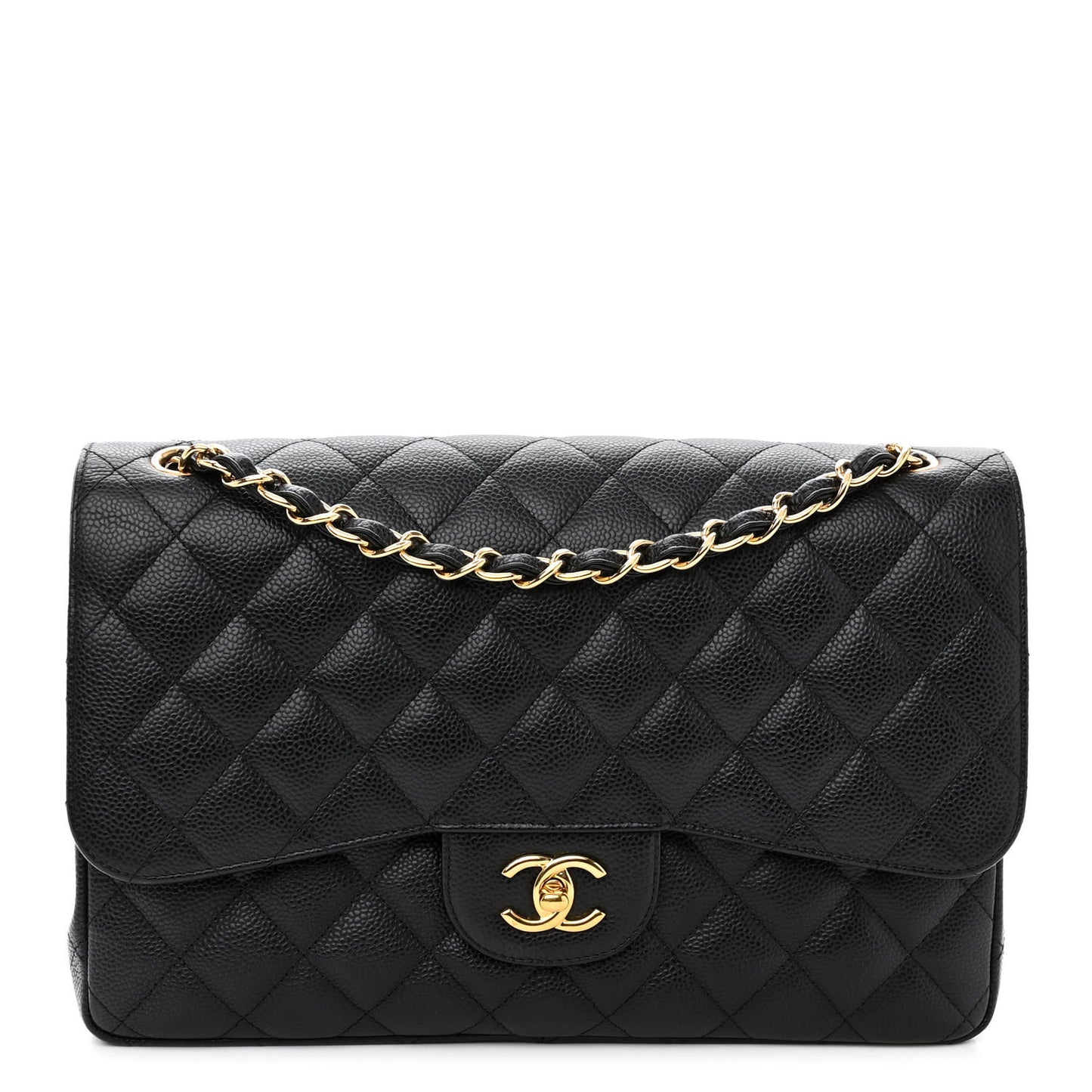 Caviar Quilted Jumbo Double Flap Black