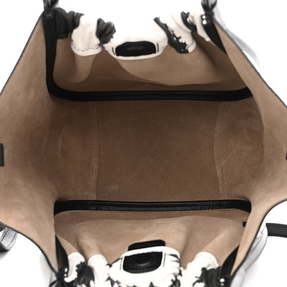 Proenza Schouler Lambskin Tie Dye Small Ruched Tote Optic White Black 5 of 10