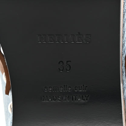 Hermes Denim Wool Carlotta Mules 35 Bleu Clair Naturel 6 of 9