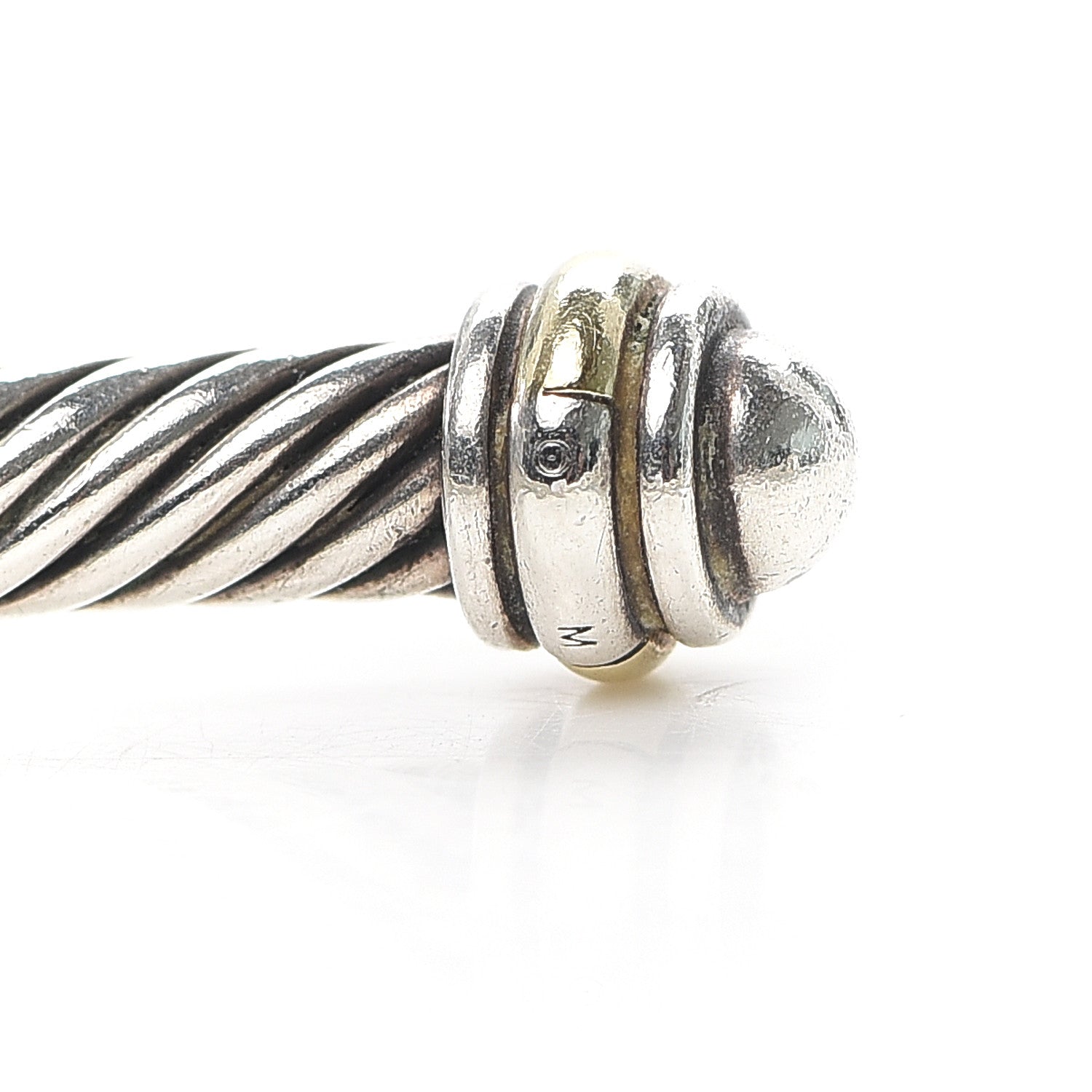 David Yurman Sterling Silver 18K Yellow Gold 4mm Cable Classics Bracelet 5 of 5