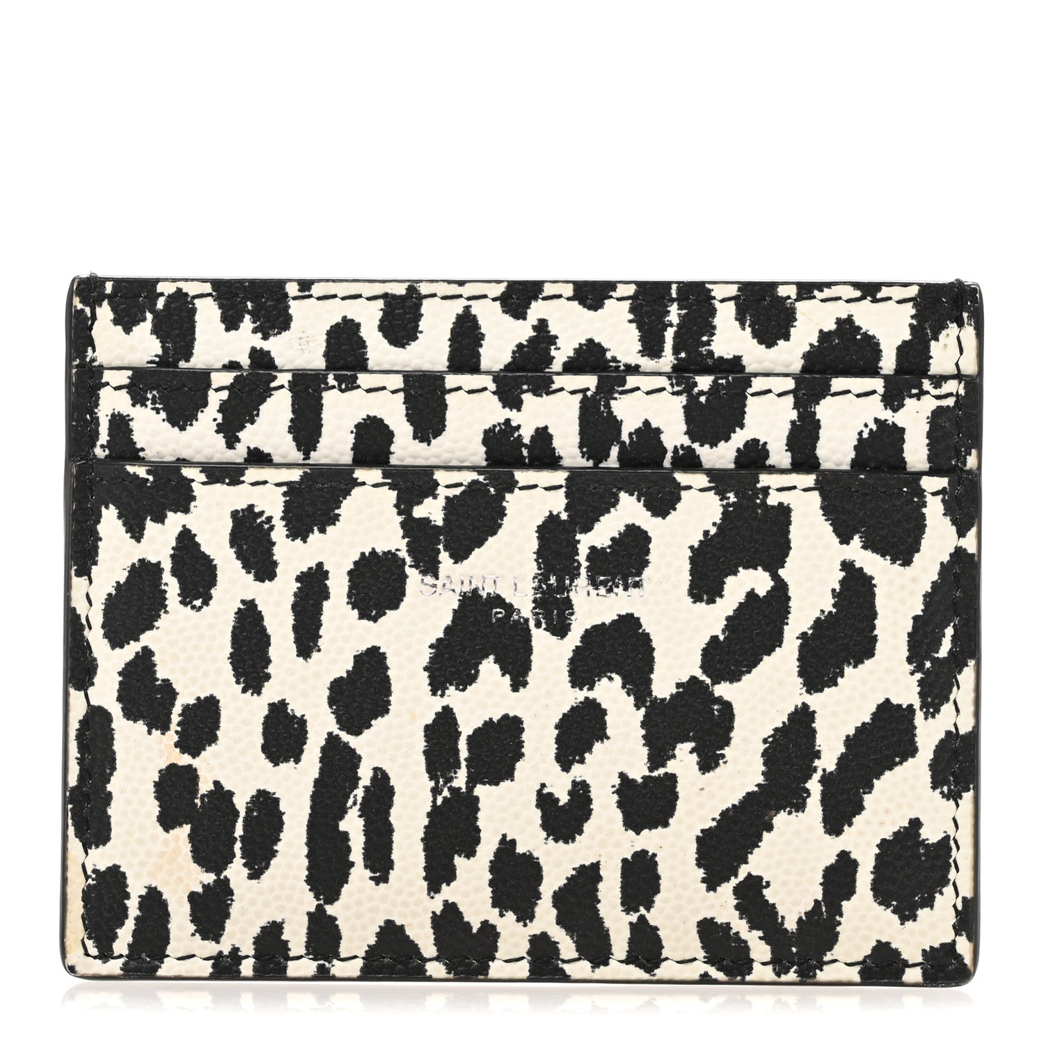 Saint Laurent Grain De Poudre Baby Cat Print Card Case White Black 1 of 8