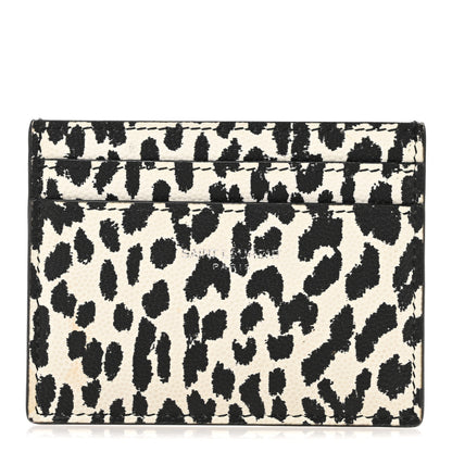 Saint Laurent Grain De Poudre Baby Cat Print Card Case White Black 1 of 8