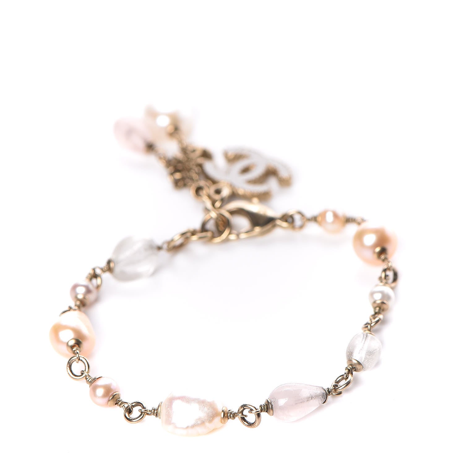 Chanel Enamel Pearl Beaded CC Bracelet Pink 3 of 5