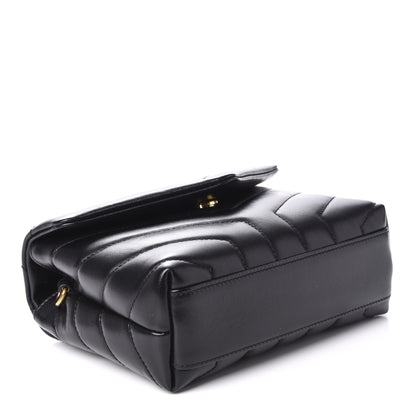 Saint Laurent Calfskin Y Quilted Monogram Toy Loulou Crossbody Bag Black 4 of 9