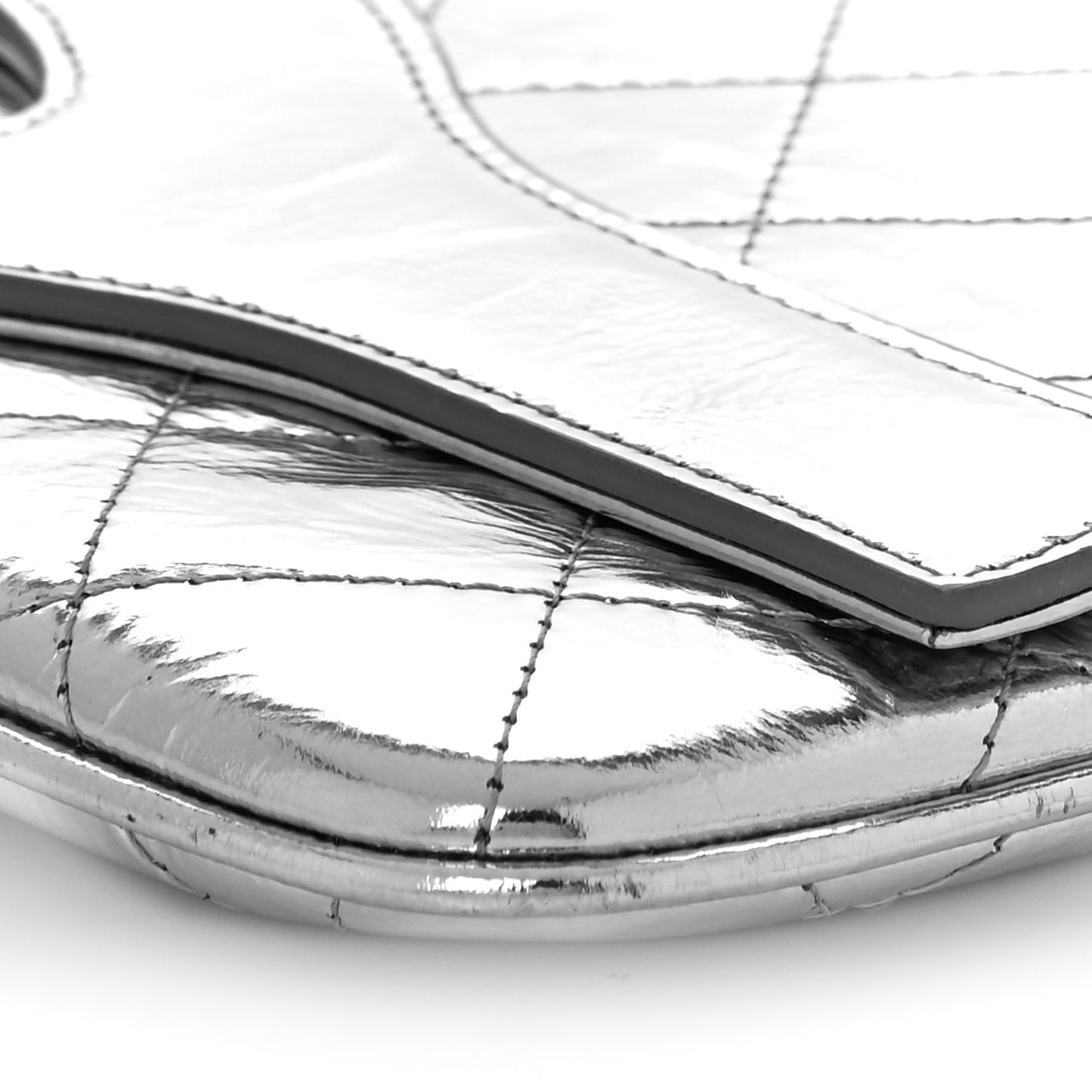 Metallic Crumpled Calfskin Small 31 Pouch Silver