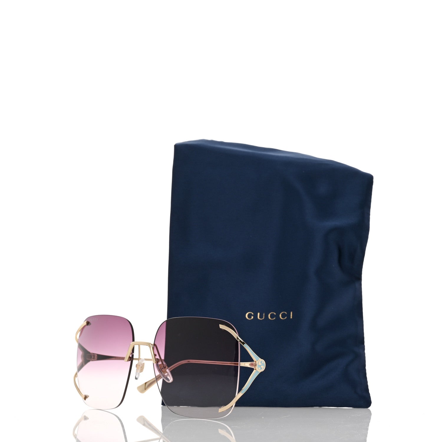 Gucci Metal Oversized Sunglasses GG0646S Gold Blue 8 of 8