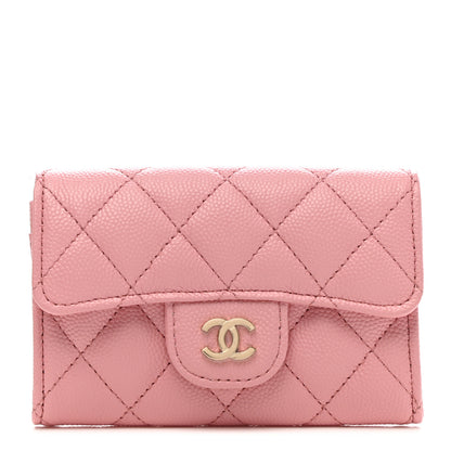 Chanel Caviar Quilted Flap Card Holder Wallet Light Pink 1 of 10