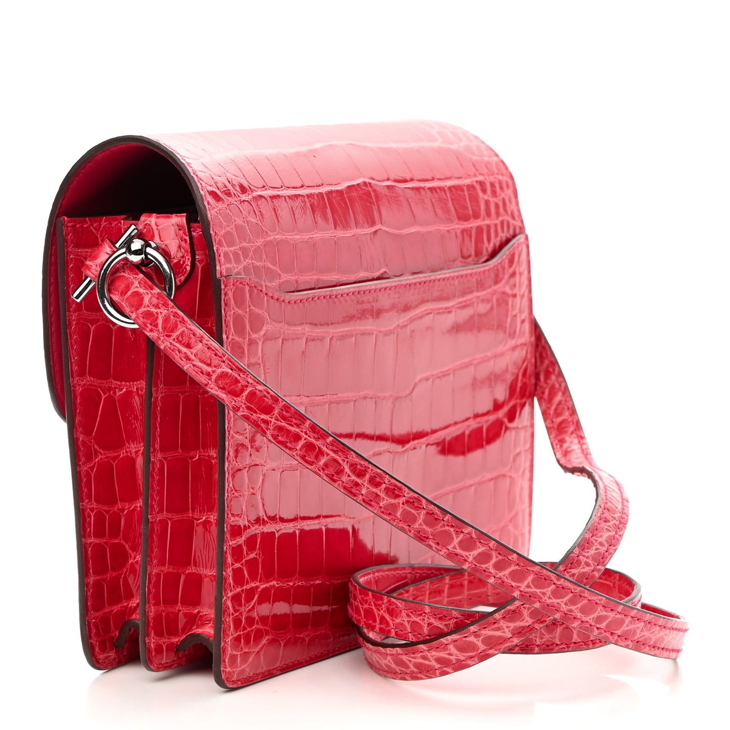 Shiny Alligator Mini Sac Roulis Bougainvillea