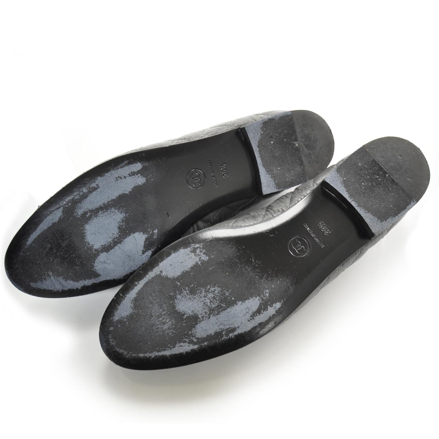 Nylon Quilted Cap Toe Ballerina Flats 39.5 Black and Gray