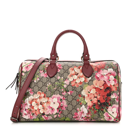 Gucci GG Supreme Monogram Blooms Medium Boston Beige Multicolor Dry Rose 1 of 12