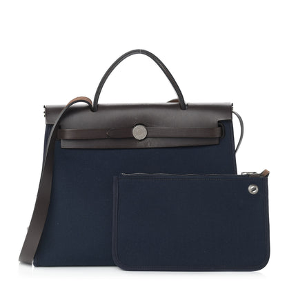 Hermes Toile Vache Hunter Herbag Zip PM 31 Bleu Marine Ebene 1 of 12