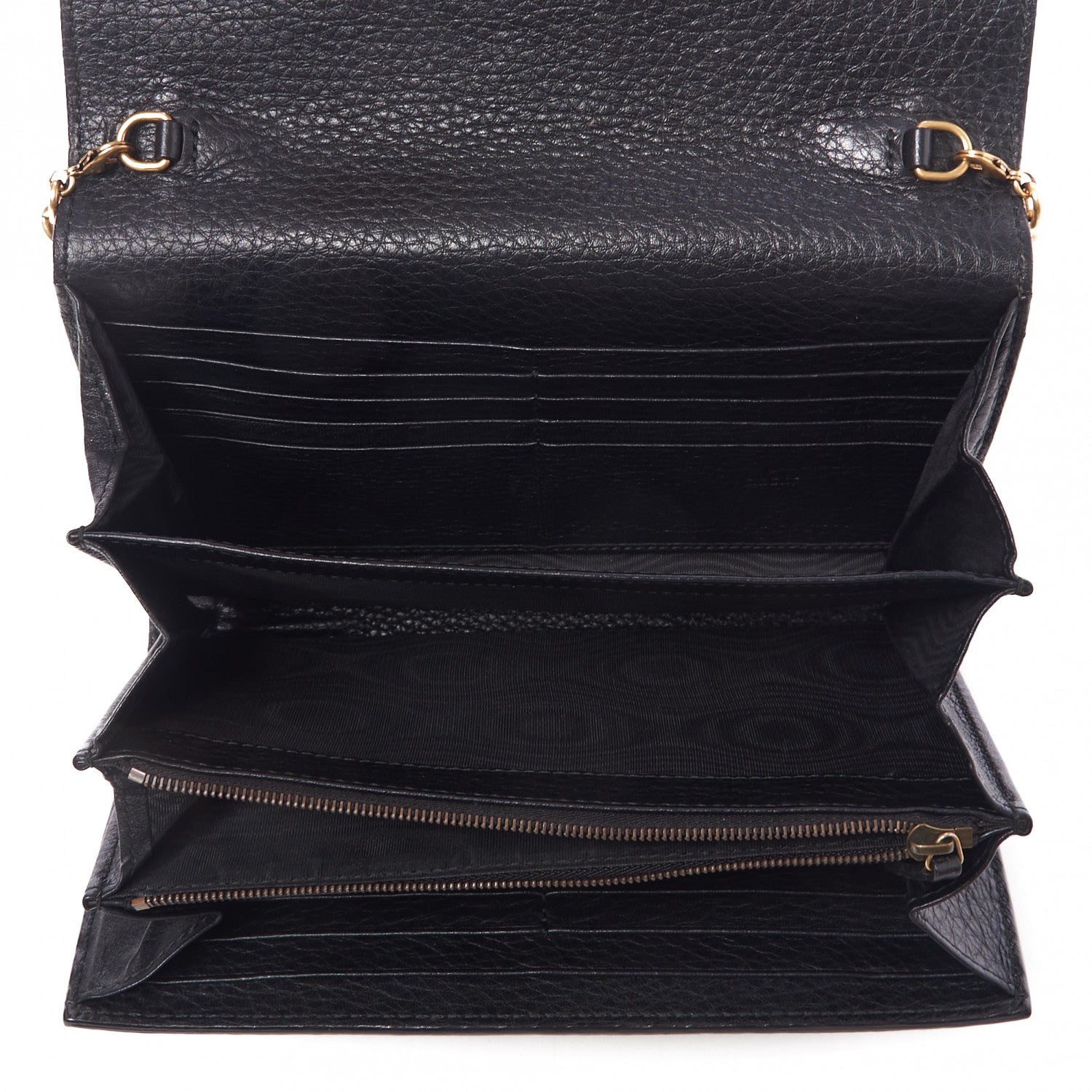 Gucci Calfskin GG Marmont Chain Wallet Black 6 of 8