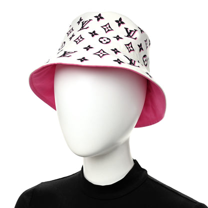 Louis Vuitton Cotton Monogram Infinity Reversible Bob Bucket Hat S Pink White 2 of 8
