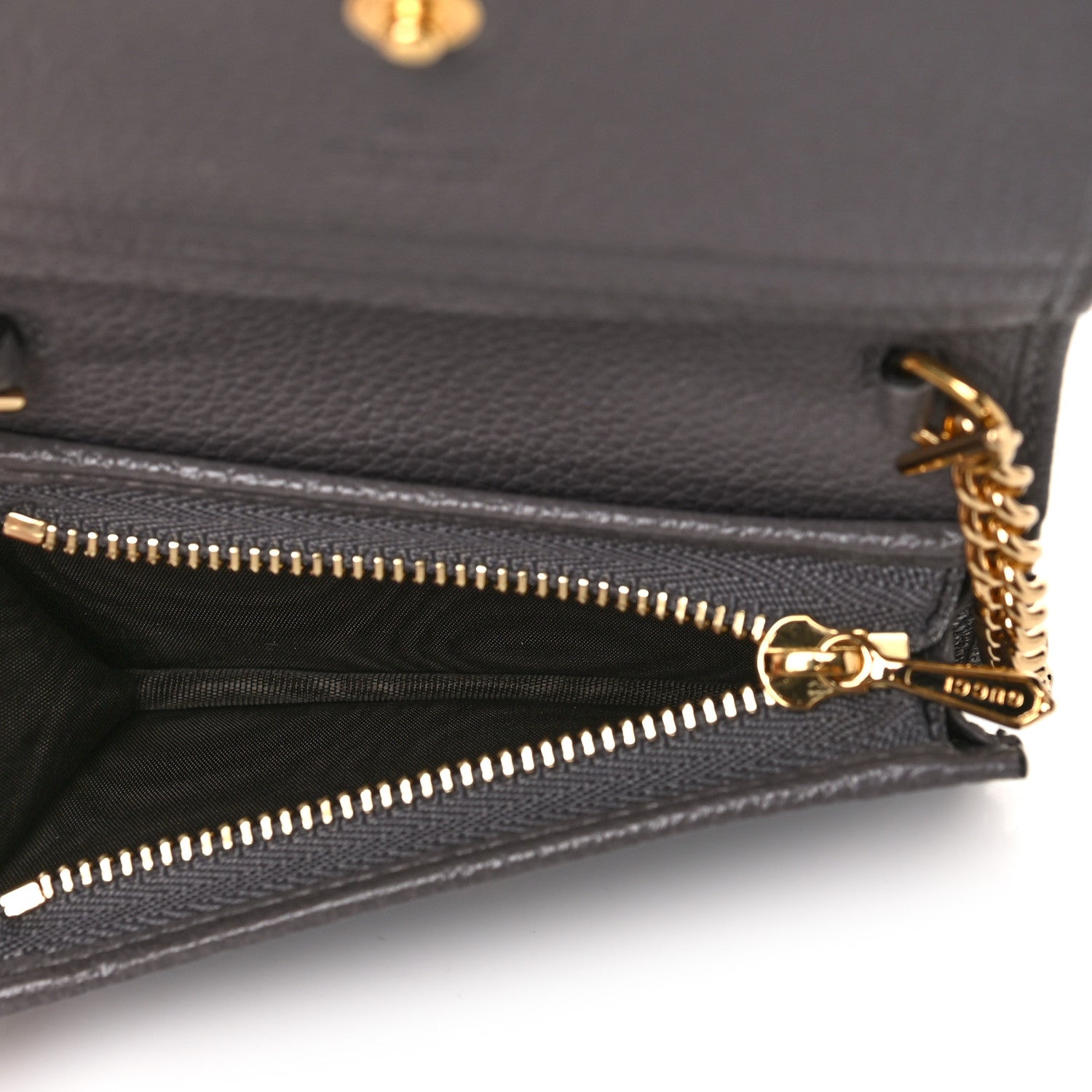 Gucci Grainy Calfskin Zumi Chain Card Case Wallet Dusty Grey 4 of 6