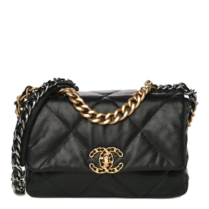 Chanel Shiny Goatskin Quilted Medium Chanel 19 Flap Black 1 of 19