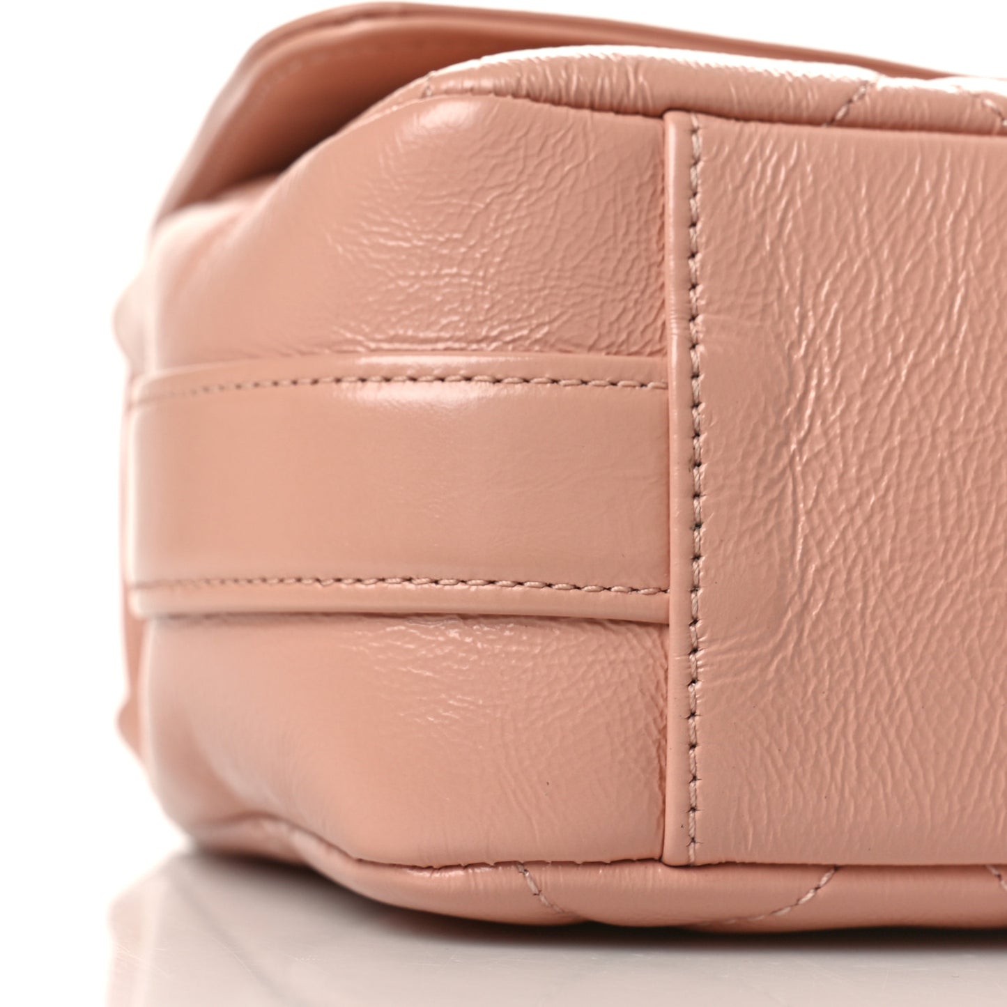 Crumpled Glazed Lambskin Quilted Mini Hold The Line Flap Light Pink