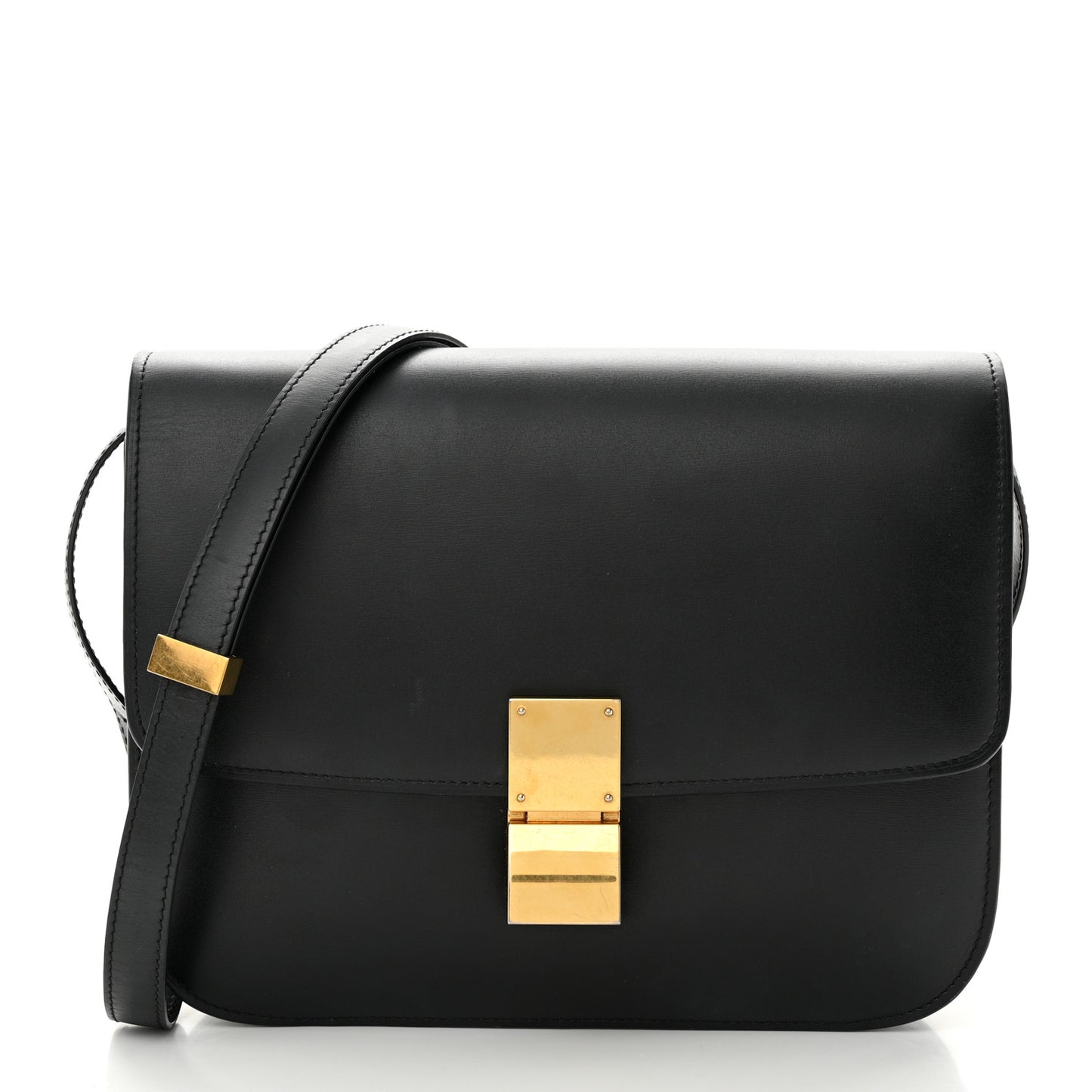 Box Calfskin Medium Classic Box Flap Bag Black