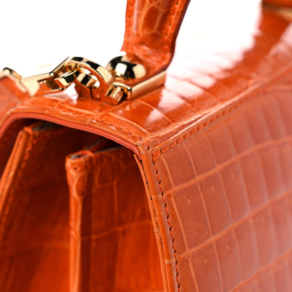 Salvatore Ferragamo Crocodile Gancini 2-Way Top Handle Bag Orange 16 of 17