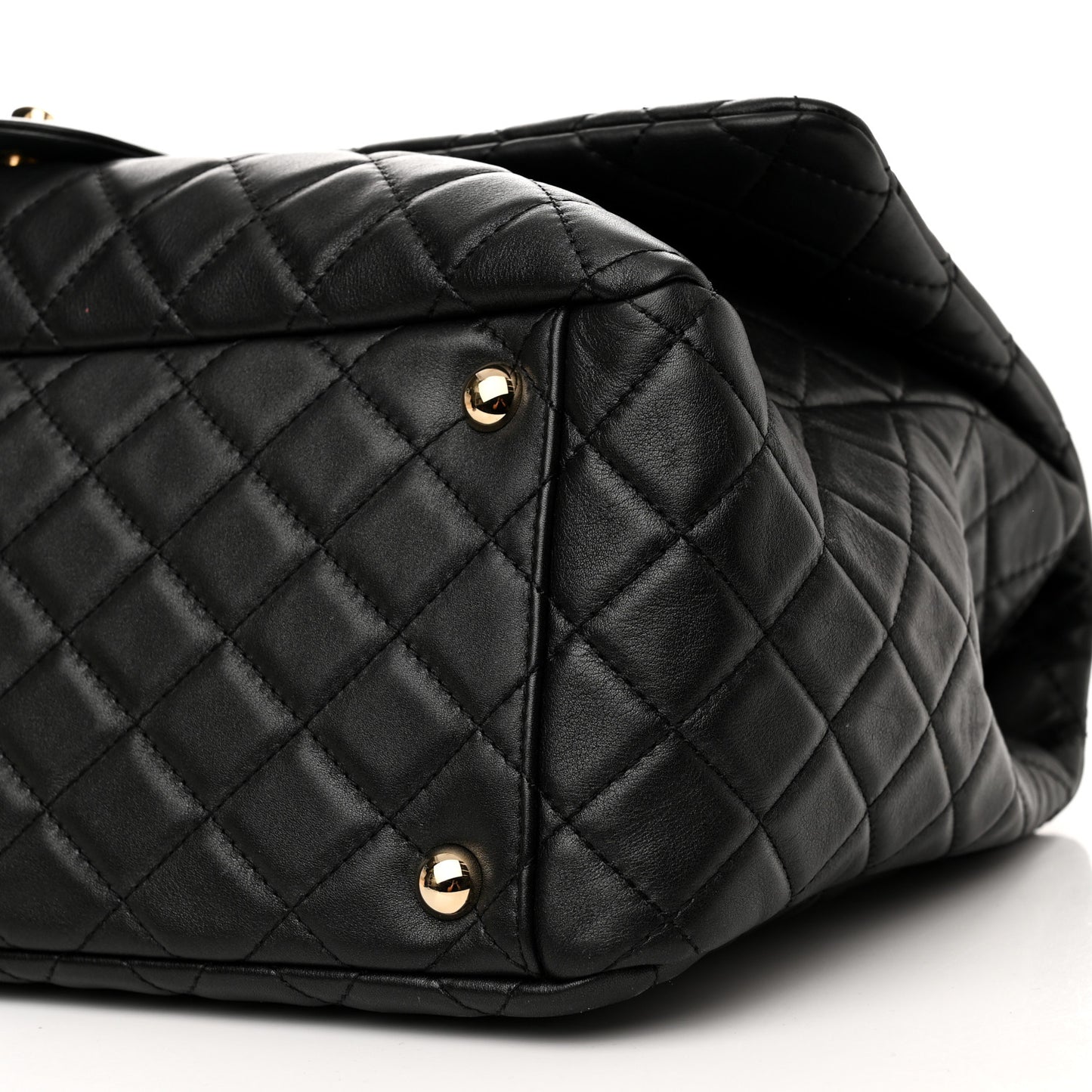 Calfskin Quilted XXL Travel Flap Bag Black