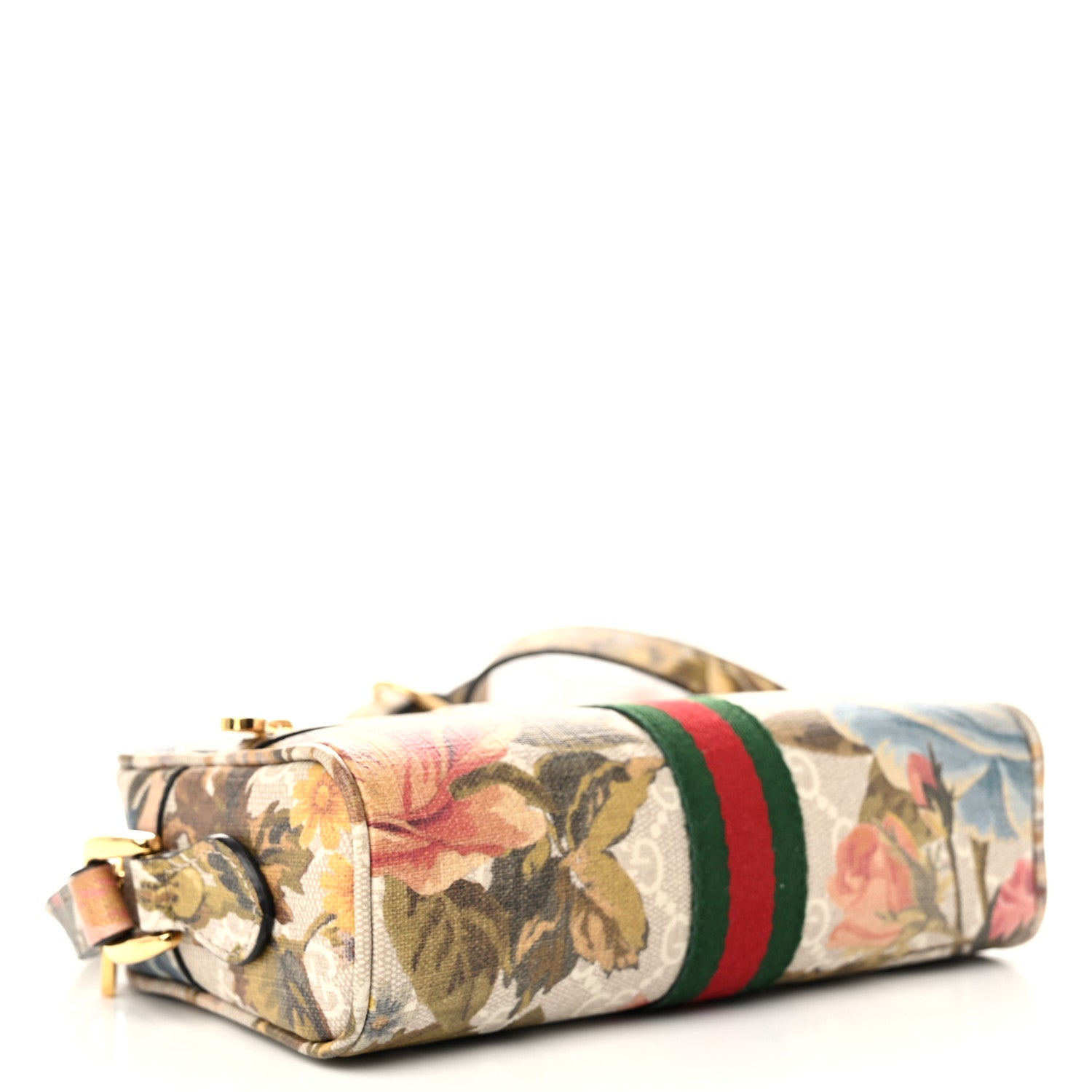Gucci GG Supreme Monogram Water Flora Web Mini Ophidia Shoulder Bag Beige White Multicolor 4 of 9