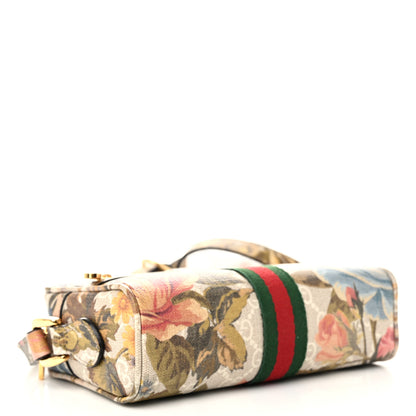 Gucci GG Supreme Monogram Water Flora Web Mini Ophidia Shoulder Bag Beige White Multicolor 4 of 9