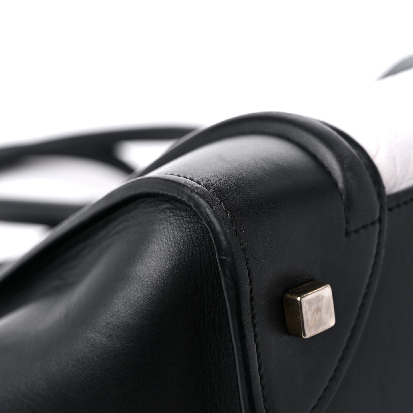 Elephant Calfskin Mini Bi-Color Luggage Black White