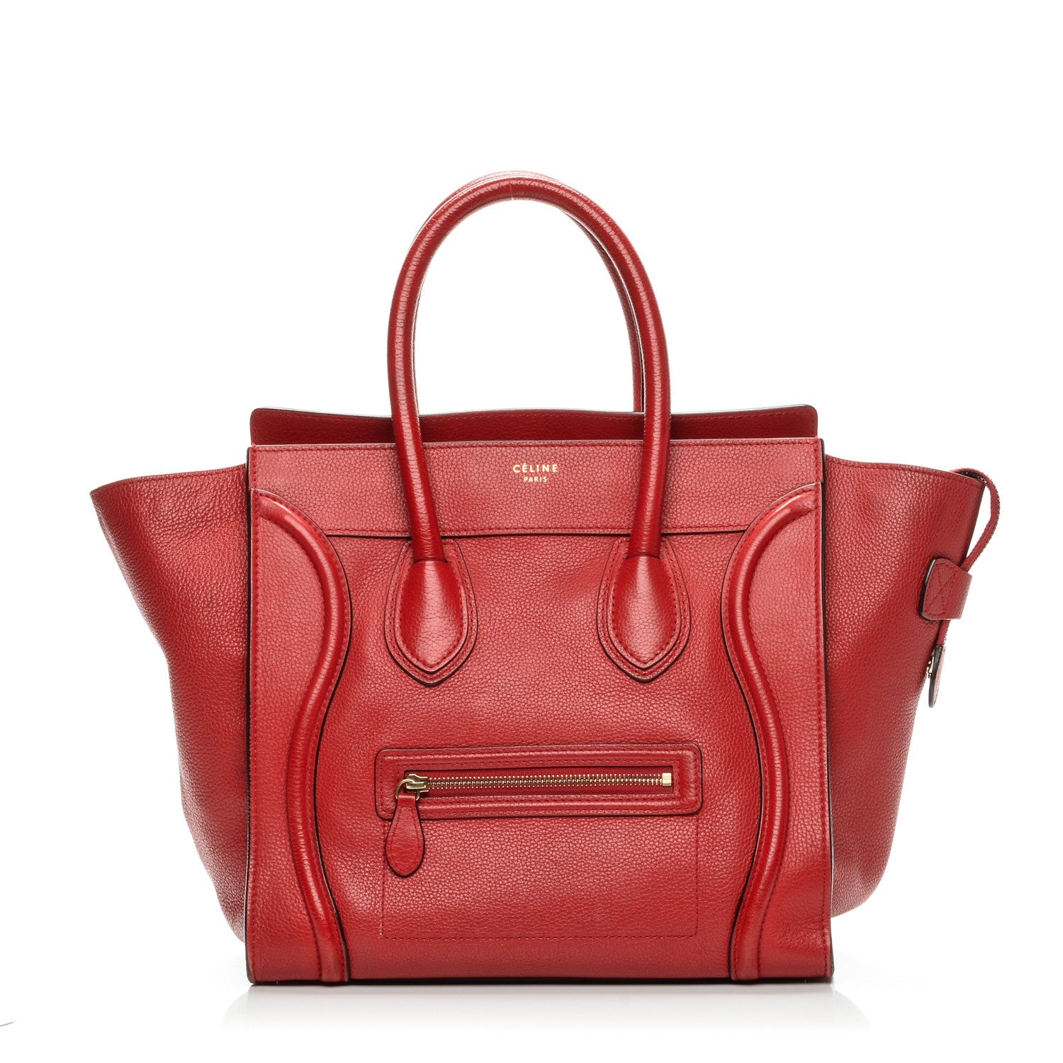 Celine Drummed Calfskin Mini Luggage Coquelicot 1 of 9