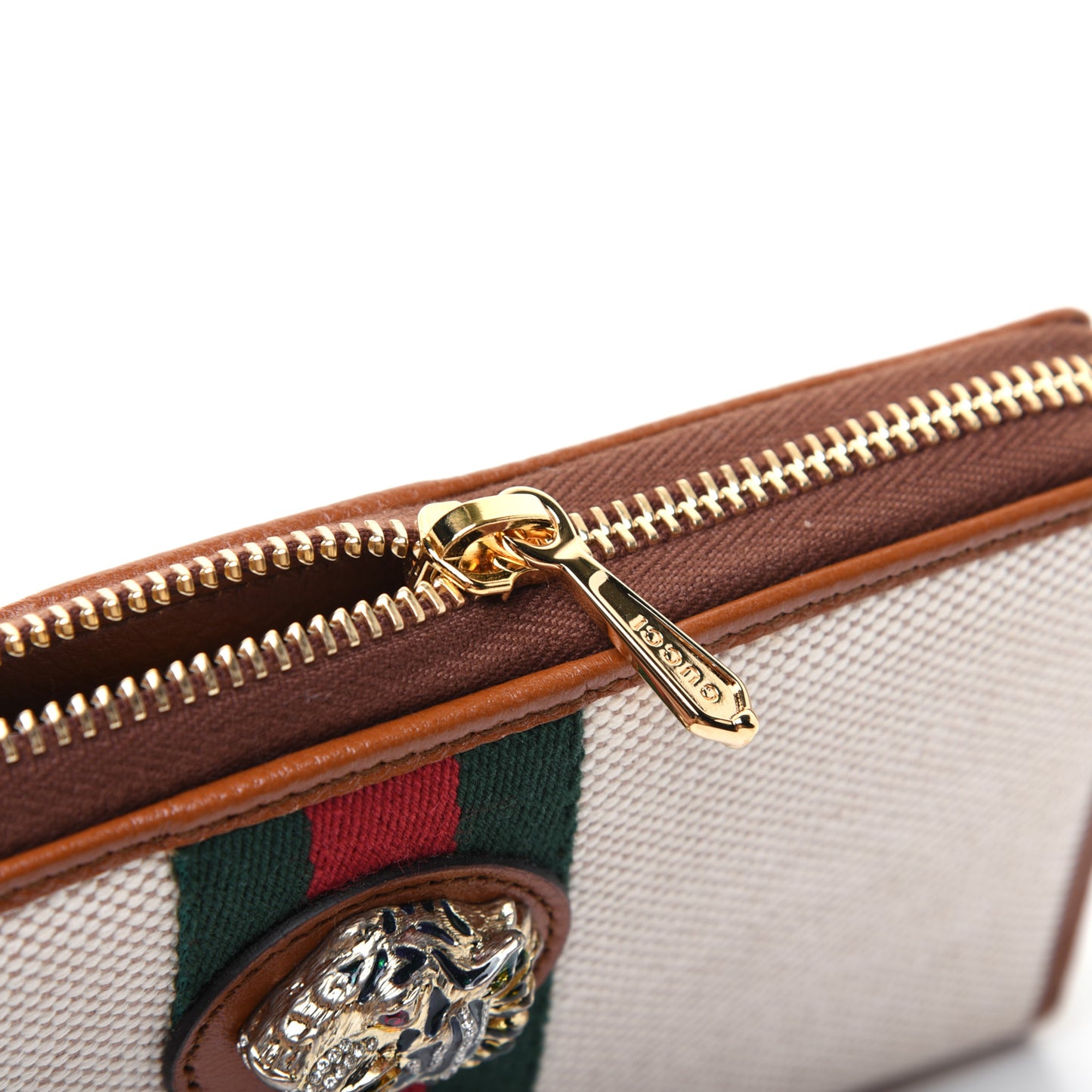 Vintage Canvas Calfskin Rajah Zip Around Wallet Sand Light Cuir