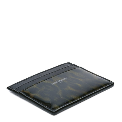 Saint Laurent Patent Calfskin Leopard Print Card Case Black Brown 3 of 4