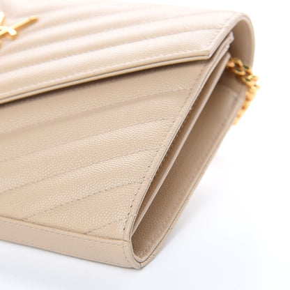 Saint Laurent Grain De Poudre Matelasse Chevron Monogram Chain Wallet Nude Powder 8 of 8