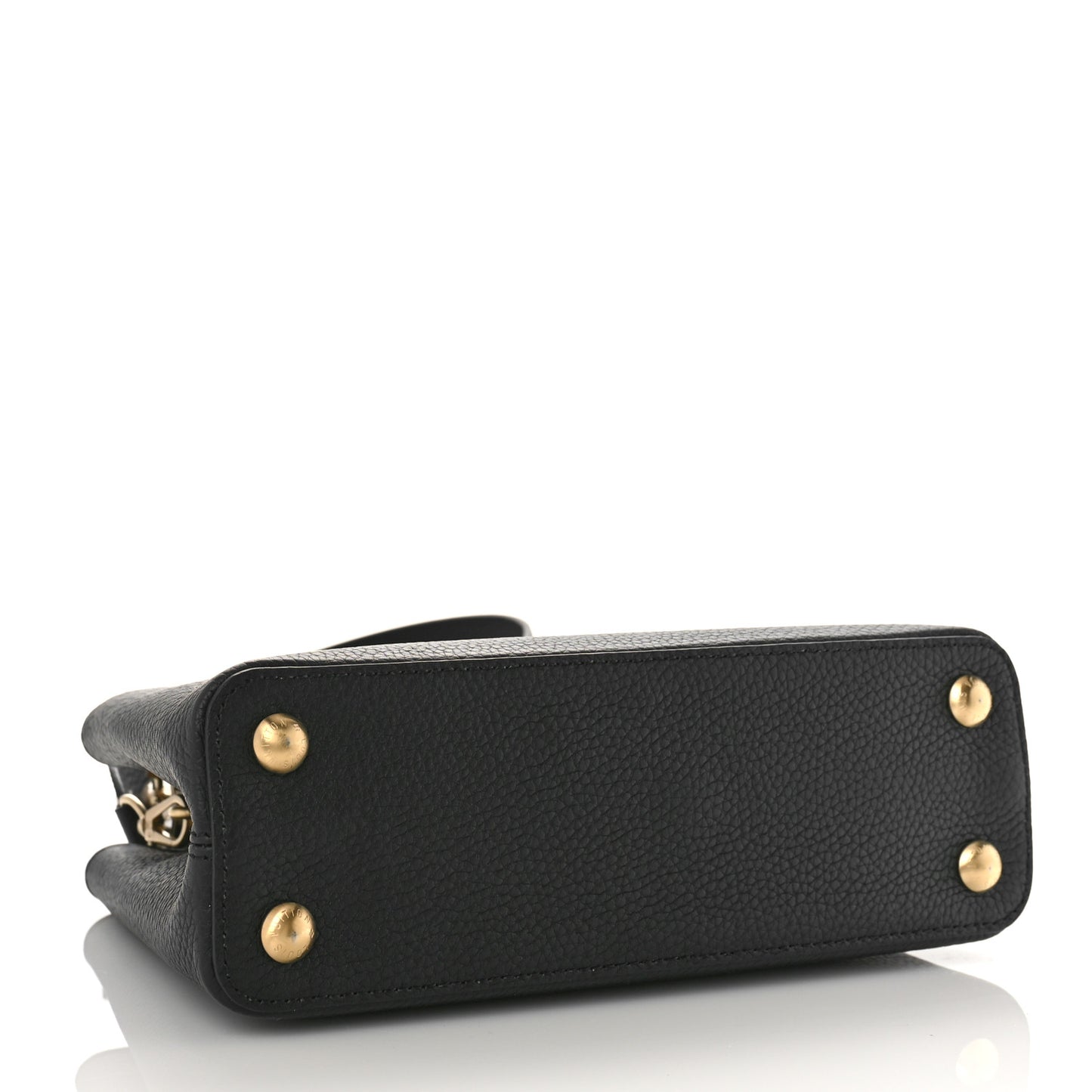 Taurillon Matte Brushed Metal Handle Capucines BB Black