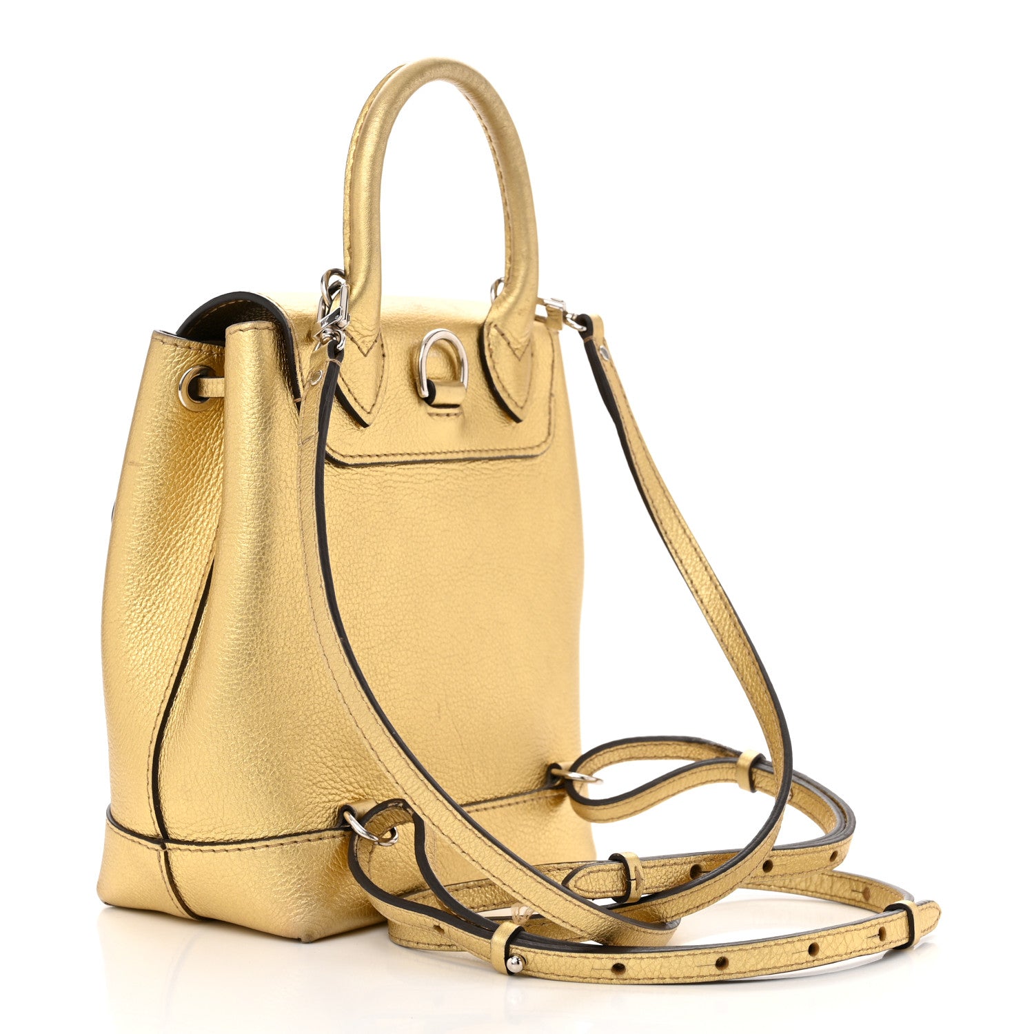Louis Vuitton Metallic Calfskin Lockme Mini Backpack Gold 3 of 17