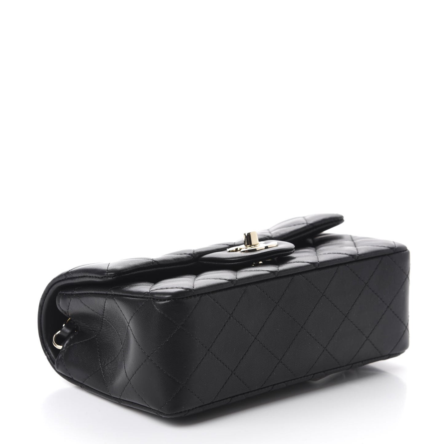 Lambskin Quilted Mini Rectangular Flap Black