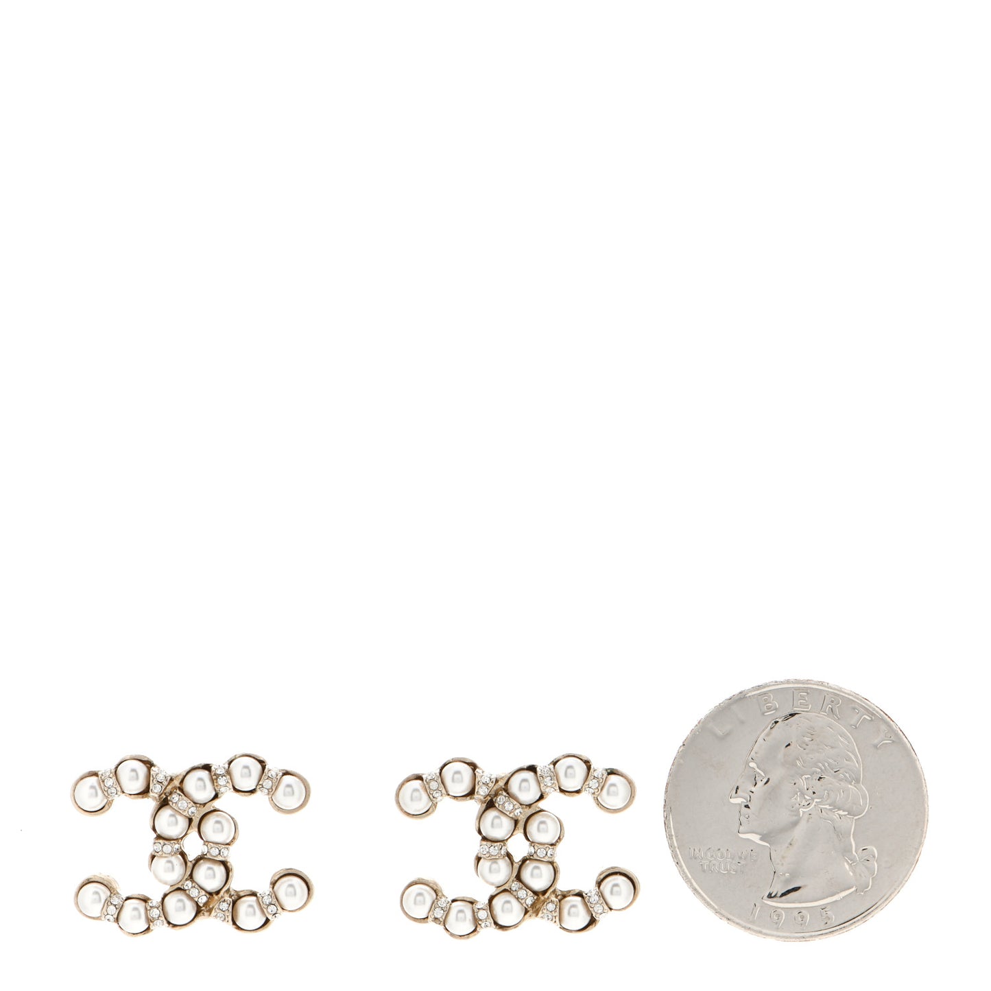 Pearl Crystal CC Earrings Gold