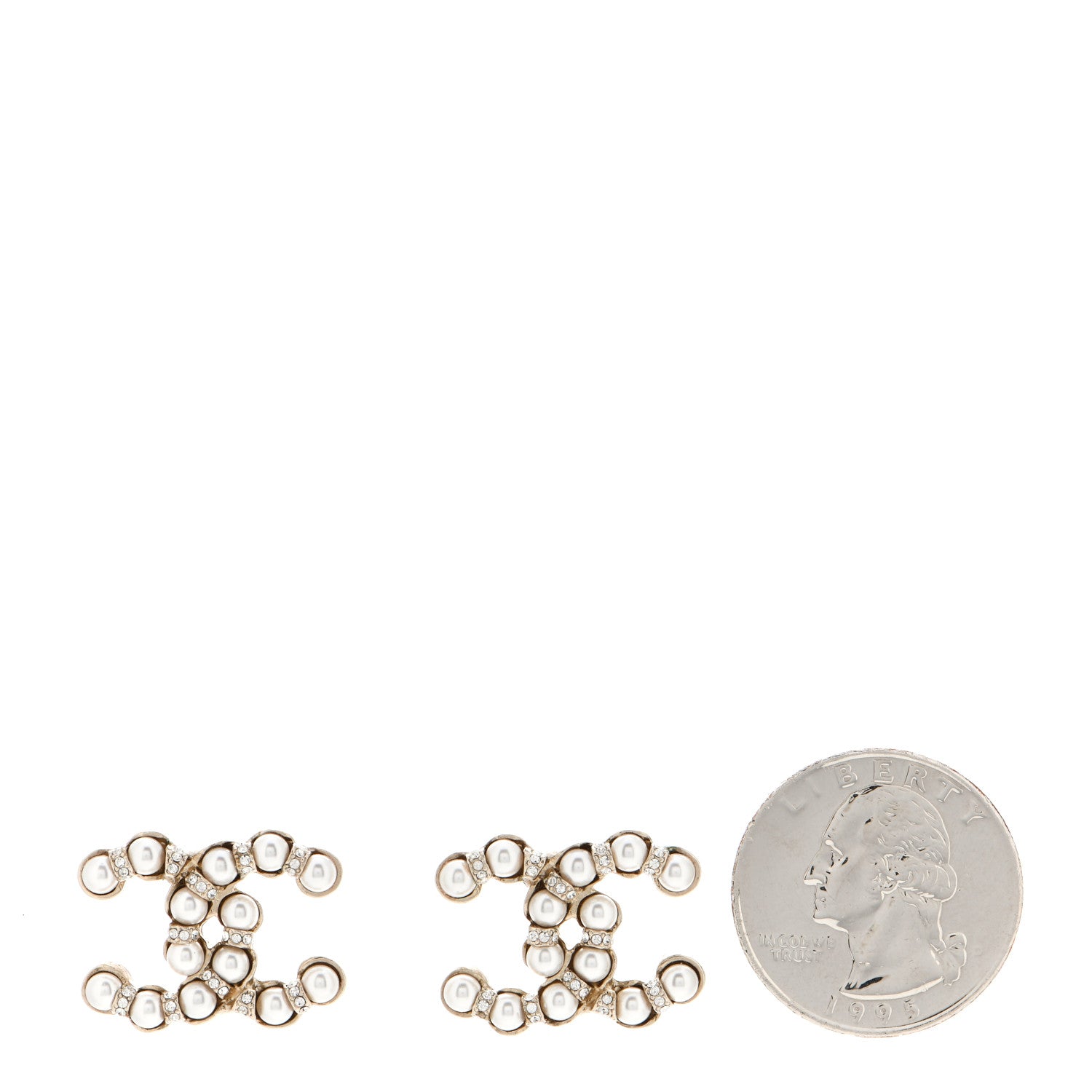 Chanel Pearl Crystal CC Earrings Gold 2 of 5