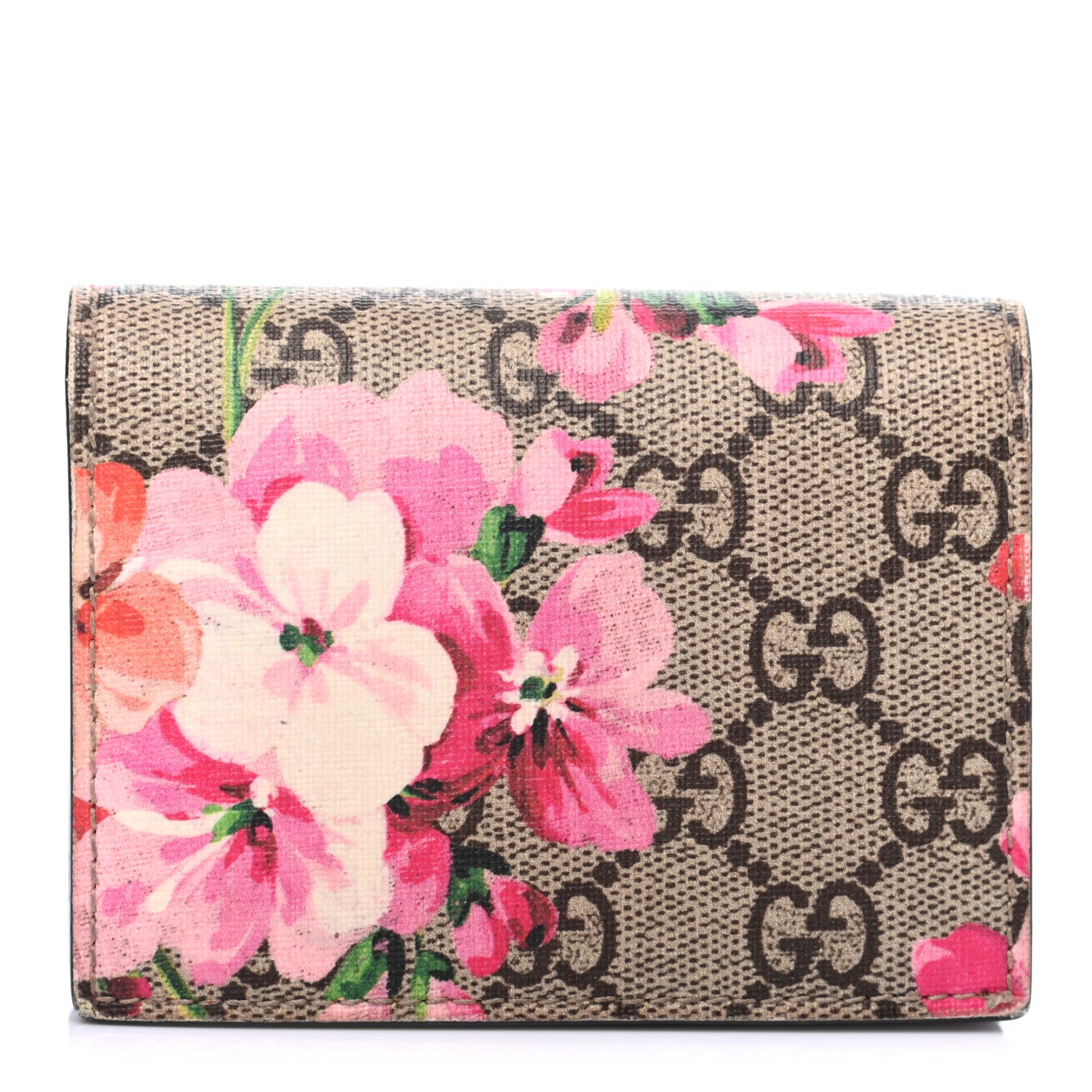 Gucci GG Supreme Monogram Blooms Card Case Beige Multicolor Dry Rose 1 of 9