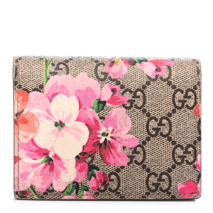 Gucci GG Supreme Monogram Blooms Card Case Beige Multicolor Dry Rose 1 of 9