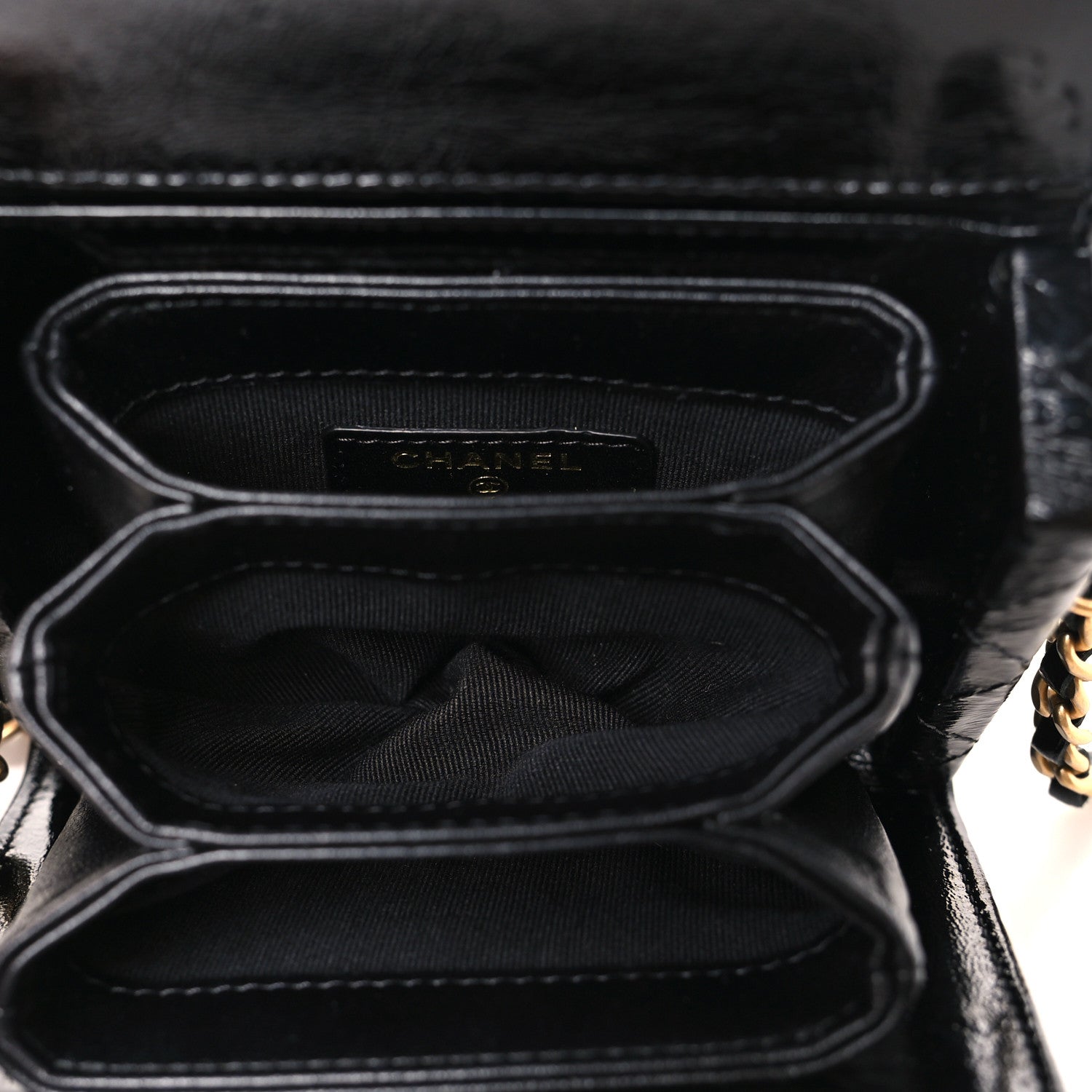 Chanel Shiny Lambskin Quilted Top Handle Card Holder On Chain Black 6 of 11