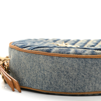 Saint Laurent Denim Quilted Monogram Round Crossbody Bag Rodeo Blue 9 of 11