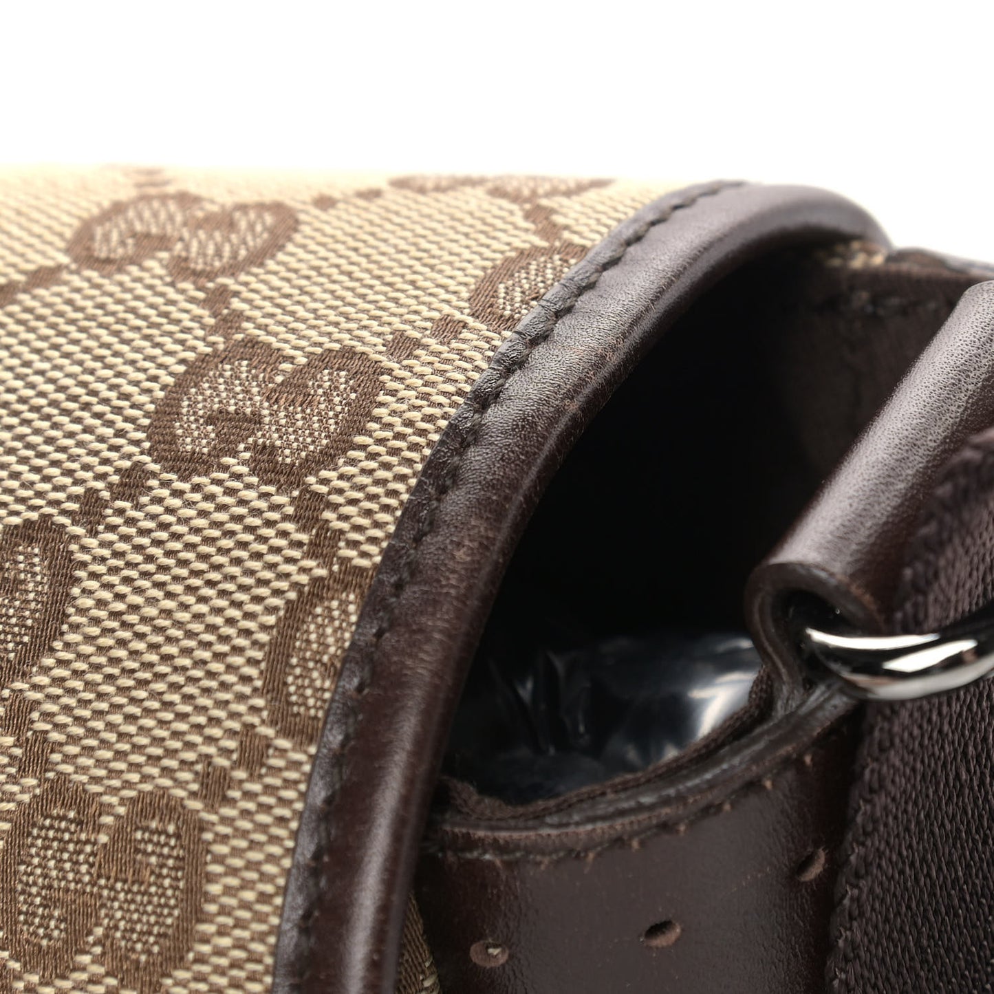 Monogram Medium Double Buckle Flap Messenger Bag Beige Dark Brown