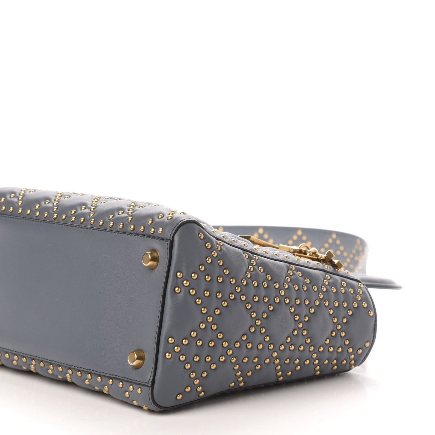 Calfskin Cannage Studded Medium Supple Lady Dior Grey
