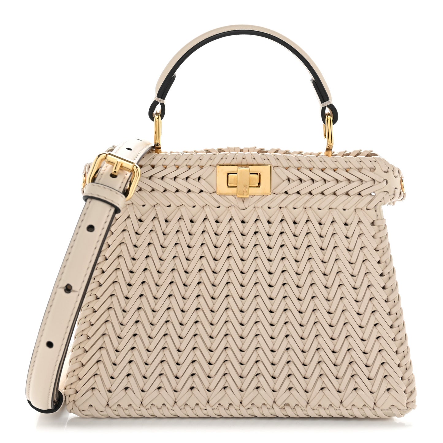 Vitello King Shiny Nappa Intreccio Petite Peekaboo I SEE U Satchel  Camelia