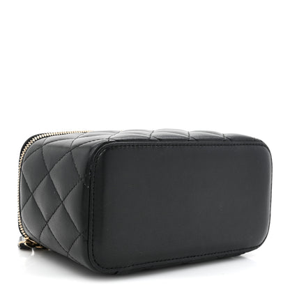 Chanel Lambskin Quilted Small Top Handle Vanity Case With Chain Black 4 of 13